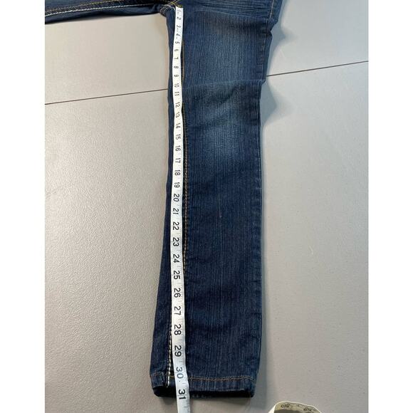 Vigold Skinny Jeans Whiskered Low Rise Buttoned Flap Back Pockets Blue Size 26 - Picture 9 of 12